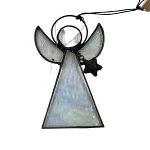J Devlin Clear Iridescent Glass Angel Ornament Sun Catcher Handmade Window NEW